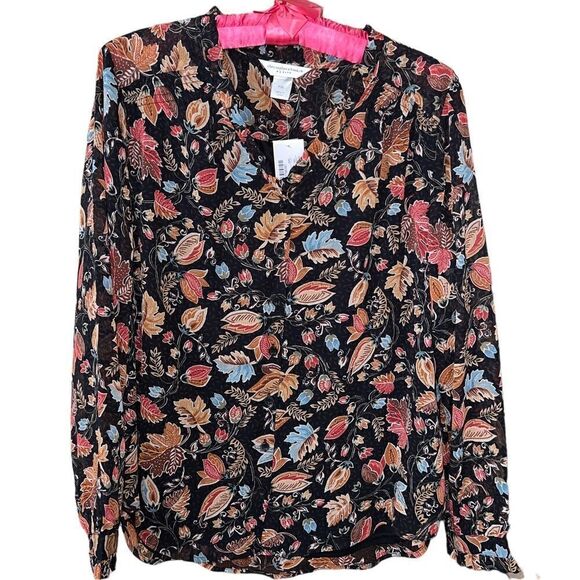 CJ Banks Tops - CJ Banks NWT sheer floral print long sleeved blouse Petite XL with lining
